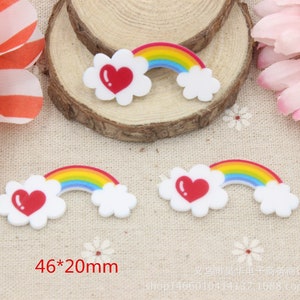 Résine plane arc-en-ciel nuage, centres de noeuds pour cheveux, fournitures Decoden