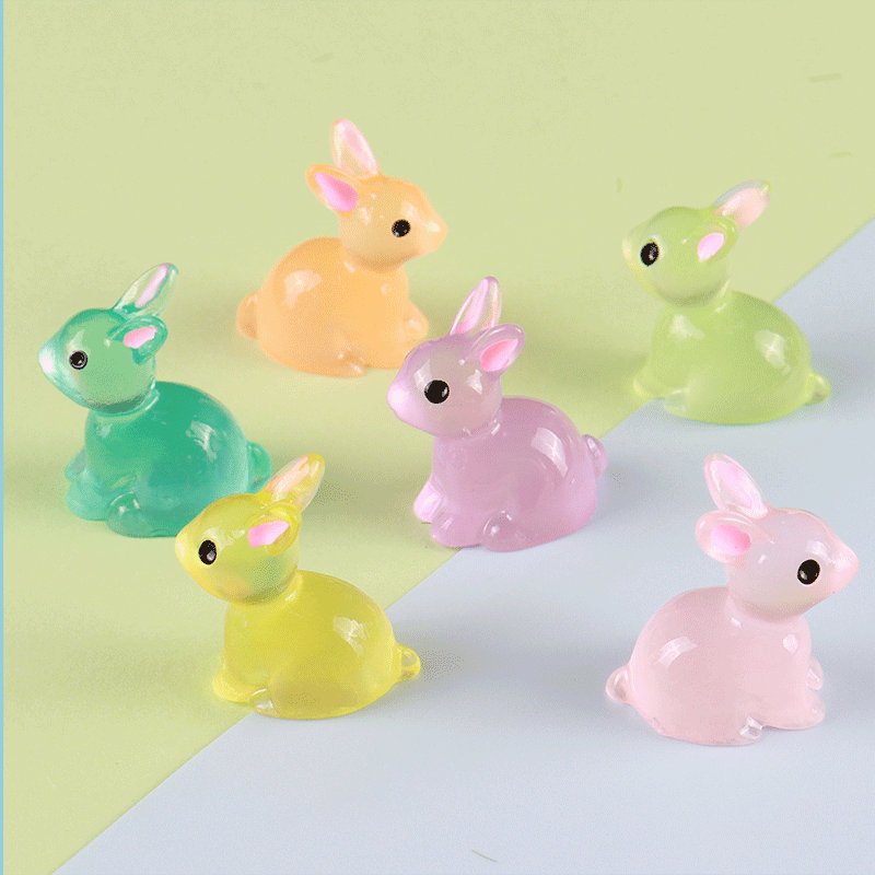 Mixed Glow in Dark Cute Rabbit Bunny Charm Resin Resin Fluorescent ...