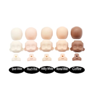 5 Colors Ob11 1/12 Doll Head Replacement | Customizable BJD Face | Unpainted Doll Head