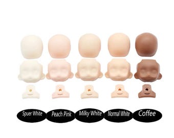 5 Colors Ob11 1/12 Doll Head Replacement | Customizable BJD Face | Unpainted Doll Head
