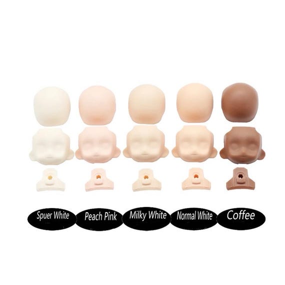 5 Colors Ob11 1/12 Doll Head Replacement | Customizable BJD Face | Unpainted Doll Head