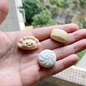 Mini Simulation Cartoon Buns Steamed Dumplings Flat back Resin Cabochon Scrapbook Craft DIY Phone Hair Accessories