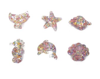 Resin Kawaii Accessories Sequins Ocean Series Flatback Cabochon Embellishment For Scrapbooking Diy Decoration Craft Mixed