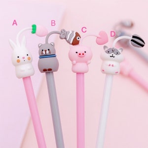 Bolígrafo de Gel Kawaii con forma de cerdo y hámster, papelería para la escuela y la Oficina, regalo creativo, gato bonito y dulce, 1 ud.