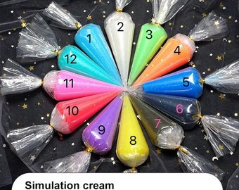 12 colores 50g Magic Crystal Spangle Simulación Crema Pegamento Gel DIY TeléfonoCasa Pastel de cocina Accesorios Regalo hecho a mano