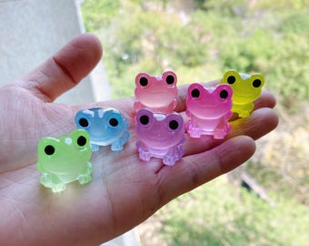 Glow in the Dark Mini Frog Resin Cabochons: DIY Craft Supplies