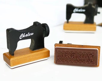 Vintage Wooden Stamp Sewing Machine shape Happy Birthday Stamp DIY Work Gift 
