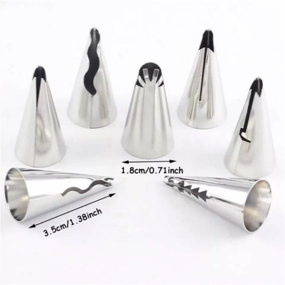 SPHTOEO Un set di 7 pezzi in acciaio inox russo con volant gonna glassa puntali per tubazioni ugelli pasticceria torta cupcake decorazione strumento di cottura