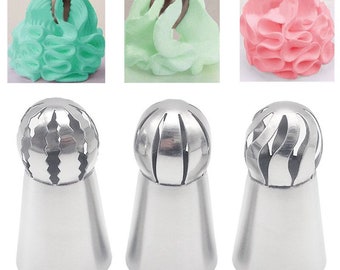 3Pcs/set Torch Russian Flower Icing Piping Nozzle Tips Sphere Ball Cake Decoration Kitchen Pastry Cupcake Baking Pastry Tools