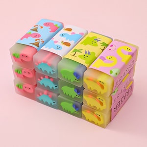 6 pacote aleatório dos desenhos animados dinossauros criativos borracha alunos exame lápis borracha crianças papelaria pintura borracha kawaii borracha material escolar