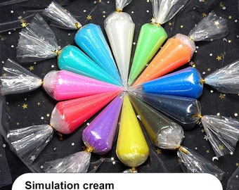 1 Juego (12 Colores) 50g Magic Crystal Spangle Simulación Crema Pegamento Gel DIY TeléfonoCasa Cuchillo Accesorios Hecho a Mano Regalo