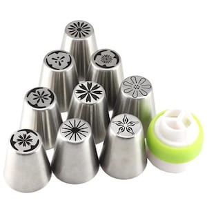 9Stk Russische Tulpen Düsen Gebäck Kuchen i-Tüpfelchen Verzierung Düsenspitzen Coupler Cupcake Desserts Dekorieren Konfekt