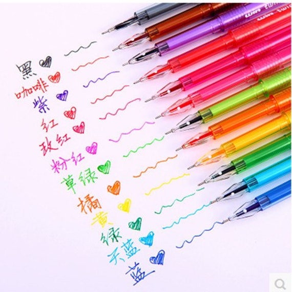 Kawaii Cute Gel Pen Set 0.5mm Ink Color 12pcs Gen Pens for Kids Art DIY  Pencils Office School Writing Korean Stationery Supplies 