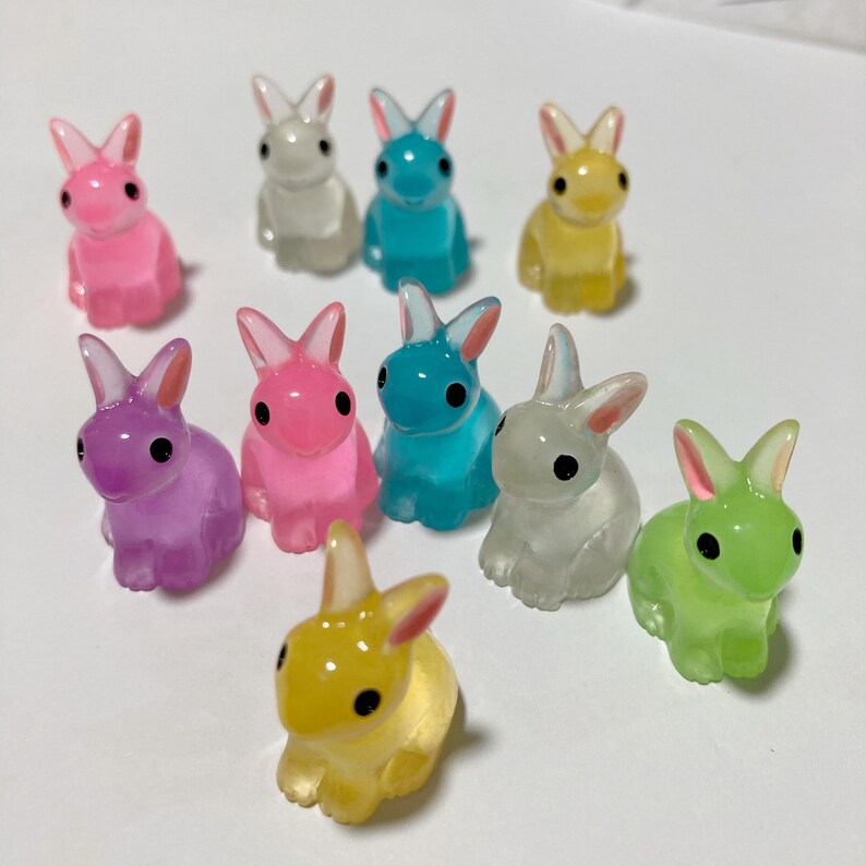 Mixed Glow in Dark Cute Rabbit Bunny Charm Resin Resin Fluorescent ...