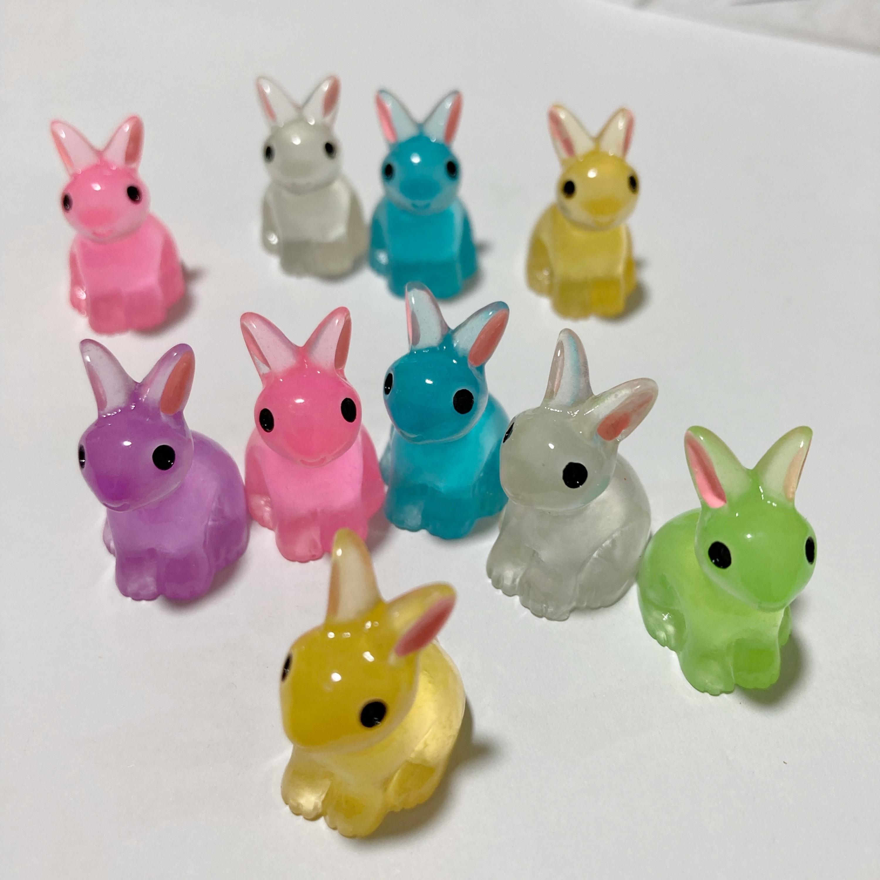 Mixed Glow in Dark Cute Rabbit Bunny Charm Resin Resin Fluorescent ...