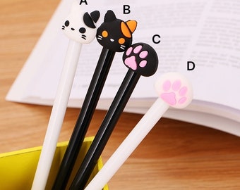 1 stück Cartoon Katzenklaue Pfote Gelstift Kawaii Nette Schule Versorgung Büromaterial Griffe Kreative Süße Schwarze Katze Nette Studenten Gelstift