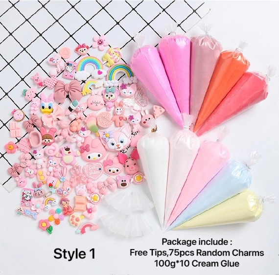 Silicone Whipped Deco Cream Simulation Cream Glue Gel DIY Kit Set With Free  Tips and Cute Charm 