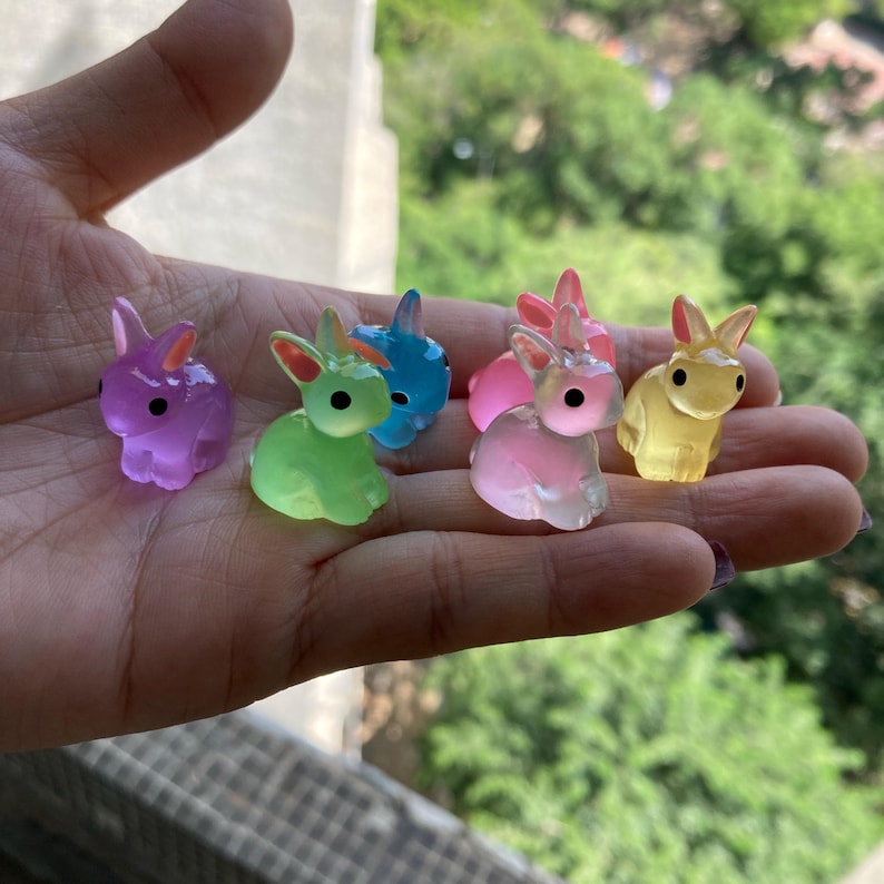 Mixed Glow in Dark Cute Rabbit Bunny Charm Resin Resin Fluorescent ...