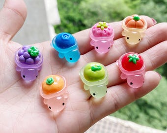 Glow in the Dark Fruit Turtle Resin Charms: DIY Craft Supplies