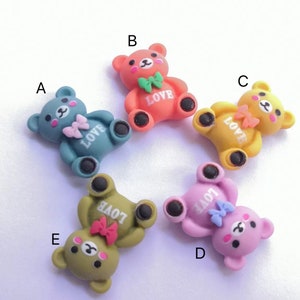 Kawaii Cute Resin cartoon bear accessories  Flatback Resin Cabochons Decoration for scrapbook Accessories DIY Hair Bows Center