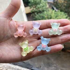 Cute Bear Flatback Resin Cabochon Kawaii Accessories Fit Phone Deco Parts DIY Scrapbooking Crafts Hair Bows