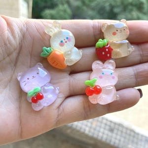 Kawaii Cute Bear Animals Resin Cartoon Charm Phone Case Hairclips Decor Art DIY Accessories Toys
