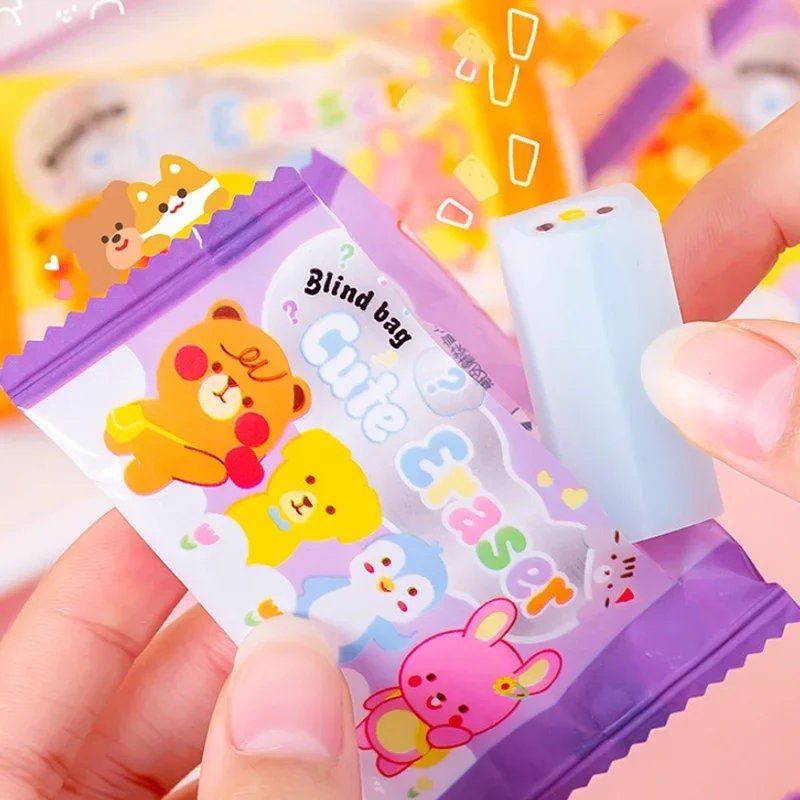 1pcs Kawaii Animals Pencil Erasers Cute Cartoon Rubber Erasers School ...