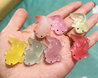 Mixed Glow in the dark Cute Salamander Luminous Charm Resin fluorescent Cabochon DIY Craft Supplies Phone Decor Hair Accessories 18*25mm