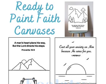 Ready to Paint Faith Canvas, Premade Bible Canvas, Christian Sip and Paint  Canvas 