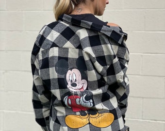 Mickey Mouse Plaid Flannel, Disney Flannel, Mickey Long Sleeve Shirt 5