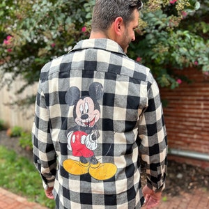 MEN'S Mickey Mouse Plaid Flannel, Disney Flannel, Mickey Long Sleeve Shirt 5