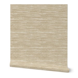 Modern Farmhouse_ Natural light faux Grasscloth Wallpaper. Removable Smooth Pre-Pasted or Peel and Stick Faux Woven Wallpaper. Test Swatch