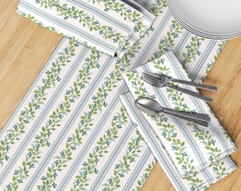 Grandmillennial Libby floral Stripe Dining Table Linens. Hostess Table Setting for Dinner Party. Tablescape Decor. Placemat, Runner, Napkin