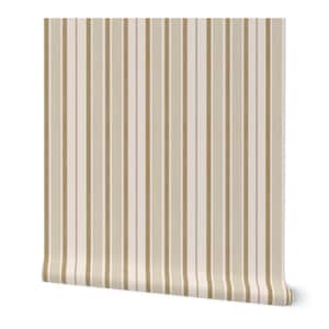 Ochre mustard and Cream Regency vertical Stripe Removable wallpaper .Elegant Ochre  Grandmillennial Peel and Stick wallpaper