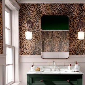 Classic Glamour Leopard Pattern Wallpaper_ Removable Smooth Pre-Pasted Wallpaper or Peel and Stick Faux Woven Wallpaper