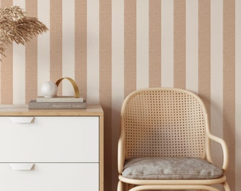 neutral textured linen stripe Wallpaper perfect for the Modern Farmhouse. Removable Smooth Pre-Pasted or Peel and Stick Faux Woven Wallpaper
