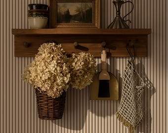 Brown Stripe Peel and Stick Wallpaper Renter friendly Removable Decor idea.