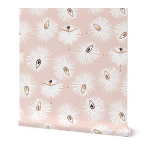 Ballet theme girls room decor wallpaper for DIY nursery idea in Light blush pink Removable Peel and stick wallpaper for Girls bedroom