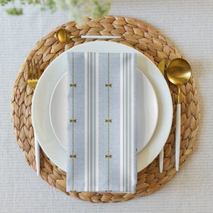 Charming Bow Stripe in Blue TableCloth napkin set of four