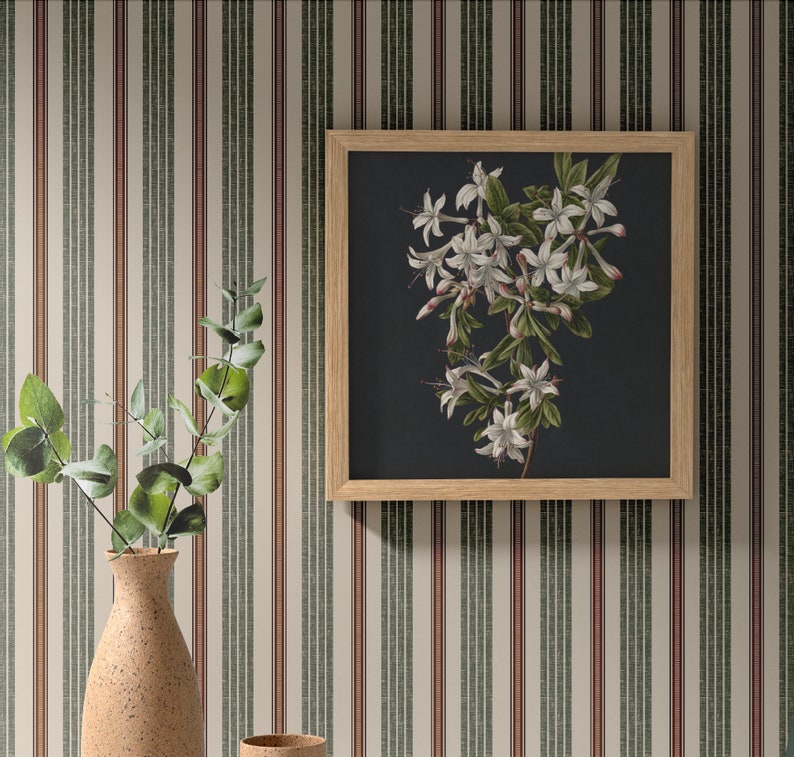 Wordly Textured Linen Stripe Wallpaper Olive_removable Smooth Etsy