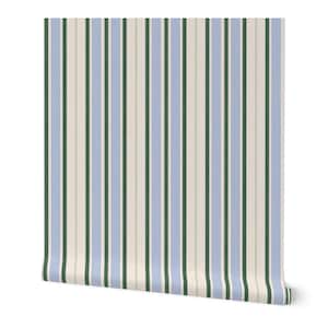 Blue and Green Striped Peel and stick Wallpaper .Traditional Regency Stripe Removable wallpaper. Grandmillennial Peel and Stick wallpaper