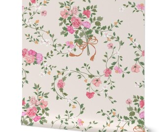 Floral Vines Removable Wallpaper, Grandmillennial Cottagecore Style