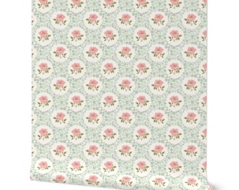 Heirloom vintage Ditsy Floral peel and stick Wallpaper. Cottagecore wallcovering for little girls room