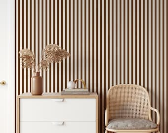Brown and Off-white Stripe Removable Wallpaper, Classic Traditional Wallcovering for the home. See options