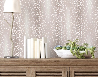 Deer Skin Peel and Stick Wallpaper_Neutral woodland nursery decor. Water Activated option.