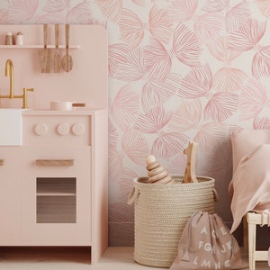 Pretty Pink Bows nursery Wallpaper_ Removable Smooth Pre-Pasted  or Peel and Stick Faux Woven Wallpaper