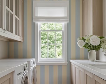 Preppy Stripe Peel and Stick Wallpaper: Light Blue, Pastel Yellow