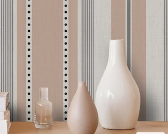 Neutral Stripe Wallpaper roll for Farmhouse Bedroom. Prepasted wallpaper or Peel and Stick
