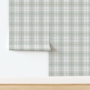 CabinCore Pastel Dusty Green Traditional Plaid Wallpaper for Kids Bedroom or Baby Nursery. Easy Diy Peel and Stick  Removable Wallpaper