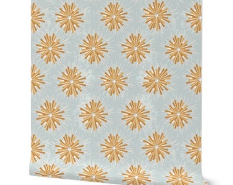Boho Deco Stars peel and stick Wallpaper for teen bedroom: Mint Celestial wallcovering, Removable renter friendly